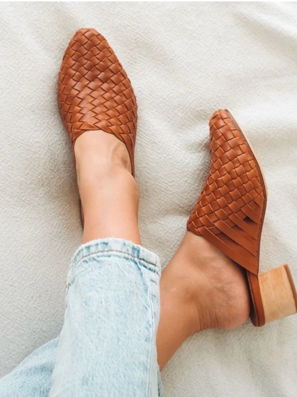 Liberte Bondi Woven Leather Mule in Cognac Brown